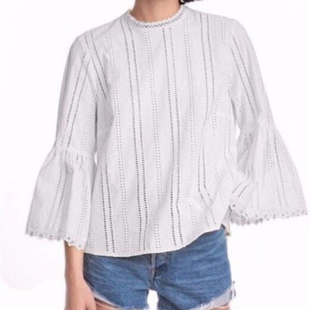 H&M White Eyelet Cotton Blouse